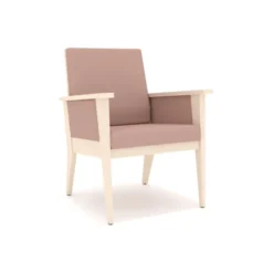 Fauteuil EM - assise et dossier tissu enduit - accotoirs rembourrés - structure hêtre massif
