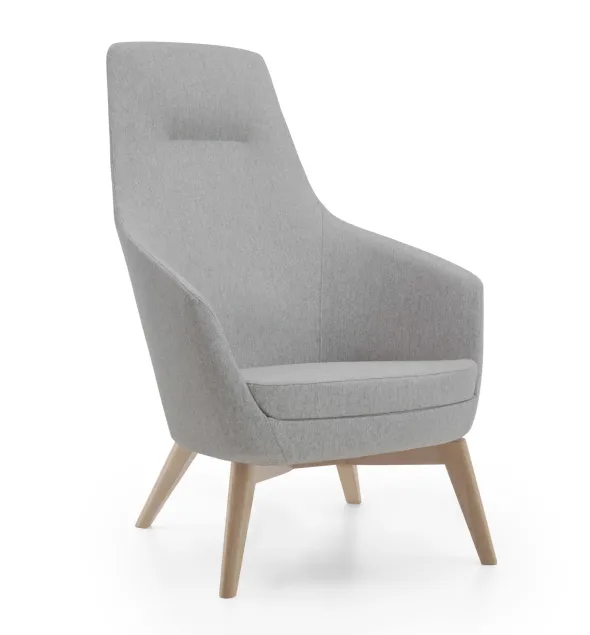 Fauteuil haut dossier Drift - piétement hêtre - tissu