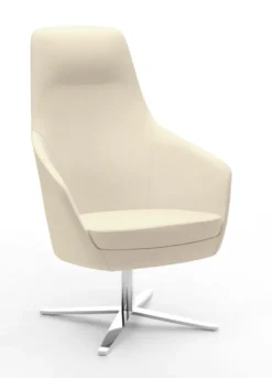 Fauteuil haut dossier Drift - piétement 4 branches chromé - textile enduit