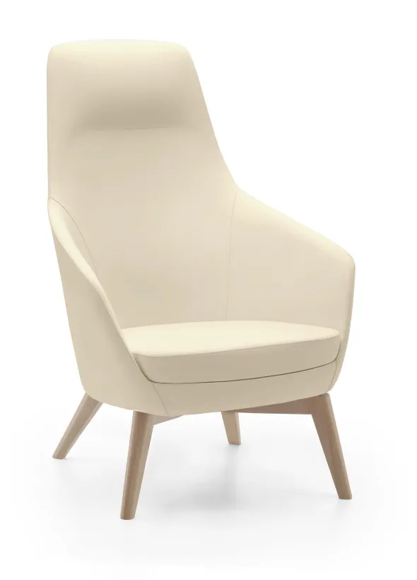 Fauteuil haut dossier Drift - piétement hêtre - textile enduit