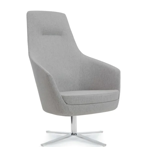 Fauteuil haut dossier Drift - piétement 4 branches chromé - tissu