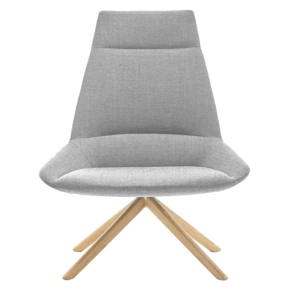 Fauteuil haut dossier Dunas - tissu - piétement chêne massif - pivotant