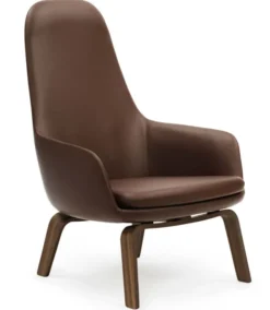 Fauteuil haut dossier Era - textile enduit - piétement bois