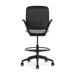 Fauteuil haut pivotant Cobi - structure et piétement noir - tissu et résille - piétement sur roulettes