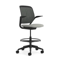 Fauteuil haut pivotant Cobi - structure et piétement noir - tissu et résille - piétement sur roulettes