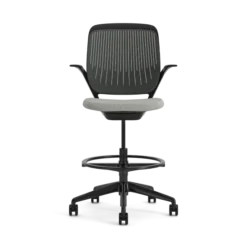 Fauteuil haut pivotant Cobi - structure et piétement noir - tissu et résille - piétement sur roulettes