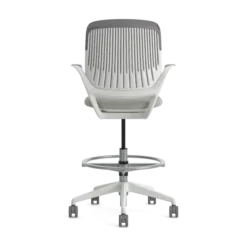 Fauteuil haut pivotant Cobi - structure et piétement blanc - tissu et résille - piétement sur roulettes