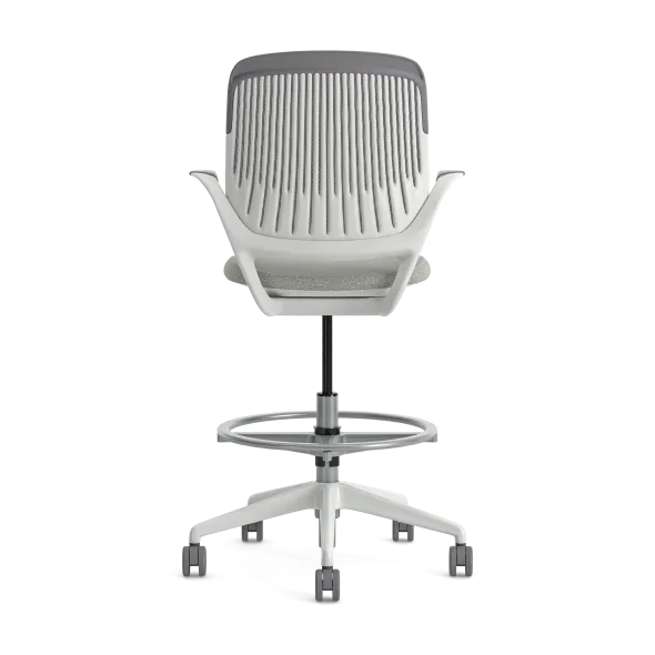 Fauteuil haut pivotant Cobi - structure et piétement blanc - tissu et résille - piétement sur roulettes