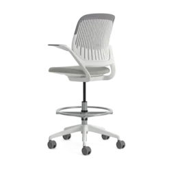 Fauteuil haut pivotant Cobi - structure et piétement blanc - tissu et résille - piétement sur roulettes