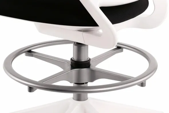 Fauteuil haut pivotant Cobi - structure et piétement blanc - tissu et résille - piétement sur roulettes