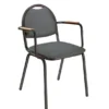 Fauteuil 4 pieds Arioso - textile enduit anthracite - piétement noir - empilable - lot de 2