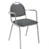 Fauteuil 4 pieds Arioso - textile enduit anthracite - piétement gris alu - empilable - lot de 2
