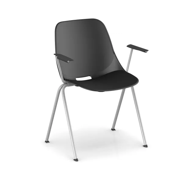 Fauteuil 4 pieds Bakea - polypropylène - piétement époxy - empilable - lot de 4