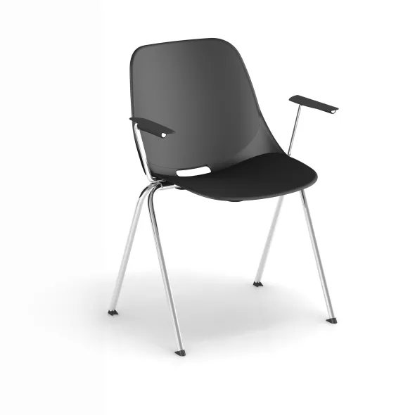 Fauteuil 4 pieds Bakea - polypropylène - piétement chrome - empilable - lot de 4