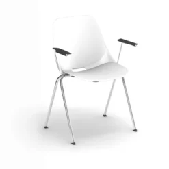Fauteuil 4 pieds Bakea - polypropylène - piétement chrome - empilable - lot de 4