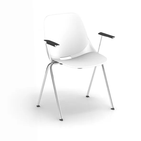 Fauteuil 4 pieds Bakea - polypropylène - piétement chrome - empilable - lot de 4