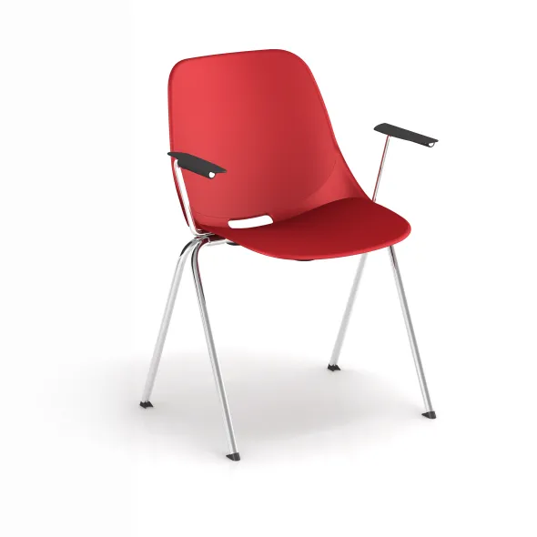 Fauteuil 4 pieds Bakea - polypropylène - piétement chrome - empilable - lot de 4