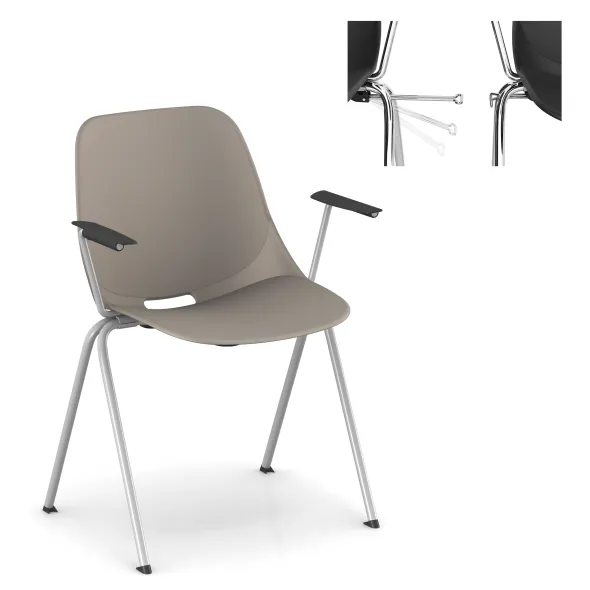 Fauteuil 4 pieds Bakea - polypropylène - piétement époxy - empilable et accrochable - lot de 4
