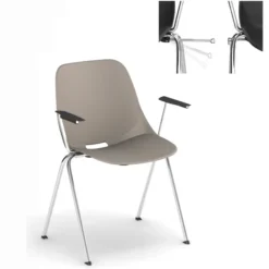 Fauteuil 4 pieds Bakea - polypropylène - piétement chrome - empilable et accrochable - lot de 4