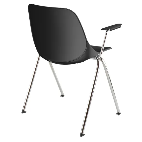 Fauteuil 4 pieds Bakea - polypropylène - piétement chrome - empilable et accrochable - lot de 4
