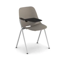 Fauteuil 4 pieds Bakea - polypropylène - tablette écritoire intégrée - piét. époxy - empilable et accrochable - lot de 3