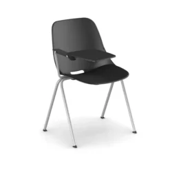 Fauteuil 4 pieds Bakea - polypropylène - tablette écritoire intégrée - piét. époxy - empilable et accrochable - lot de 3