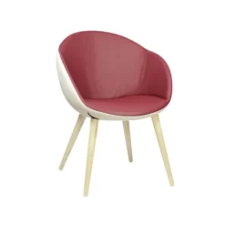 Fauteuil 4 pieds bois Evy - cuir - bicolore
