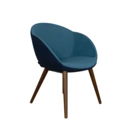 Fauteuil 4 pieds bois Evy - microfibre - bicolore
