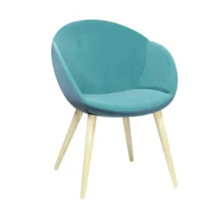 Fauteuil 4 pieds bois Evy - microfibre - bicolore
