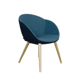 Fauteuil 4 pieds bois Evy - microfibre - bicolore