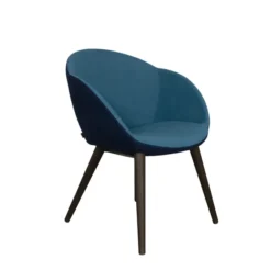 Fauteuil 4 pieds bois Evy - microfibre - bicolore