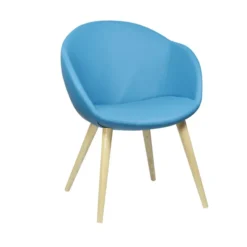 Fauteuil 4 pieds bois Evy - textile enduit lisse - unicolore
