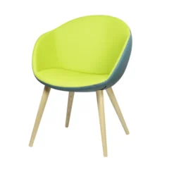Fauteuil 4 pieds bois Evy - textile enduit lisse - bicolore