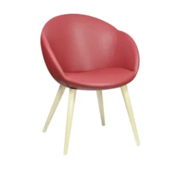 Fauteuil 4 pieds bois Evy - textile enduit grainé - unicolore