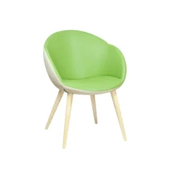 Fauteuil 4 pieds bois Evy - textile enduit grainé - bicolore
