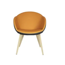 Fauteuil 4 pieds bois Evy - textile enduit texturé - bicolore