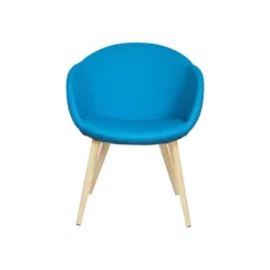 Fauteuil 4 pieds bois Evy - textile enduit texturé - unicolore