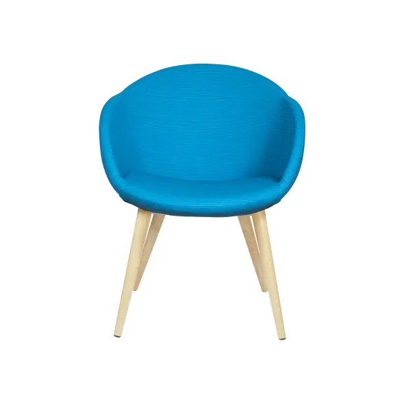 Fauteuil 4 pieds bois Evy - textile enduit texturé - unicolore