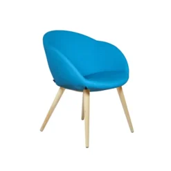Fauteuil 4 pieds bois Evy - textile enduit texturé - unicolore