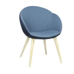 Fauteuil 4 pieds bois Evy - tissu - bicolore