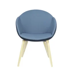 Fauteuil 4 pieds bois Evy - tissu - bicolore