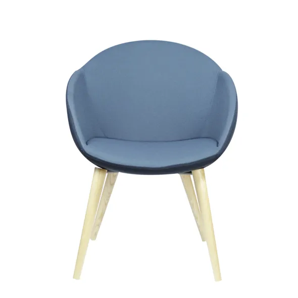Fauteuil 4 pieds bois Evy - tissu - bicolore