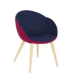 Fauteuil 4 pieds bois Evy - tissu - bicolore