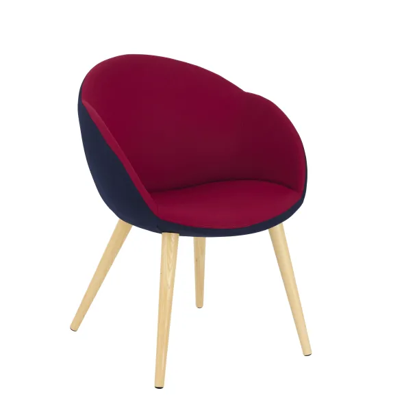 Fauteuil 4 pieds bois Evy - tissu - bicolore