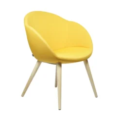 Fauteuil 4 pieds bois Evy - tissu - unicolore