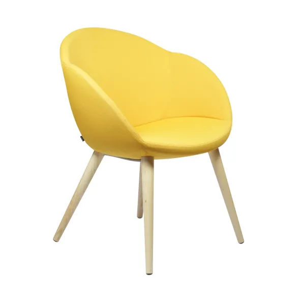 Fauteuil 4 pieds bois Evy - tissu - unicolore