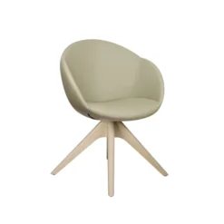 Fauteuil 4 pieds bois pivotant Evy - textile enduit lisse - unicolore