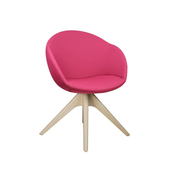 Fauteuil 4 pieds bois pivotant Evy - tissu - unicolore