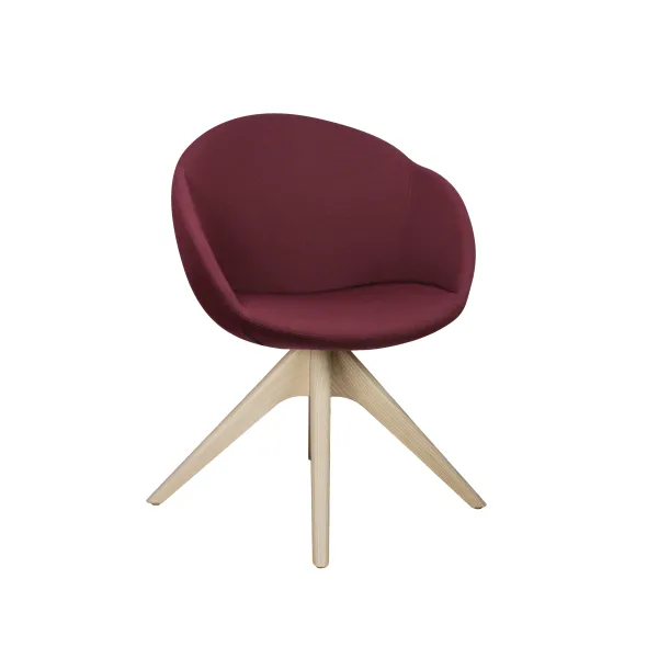 Fauteuil 4 pieds bois pivotant Evy - tissu - unicolore