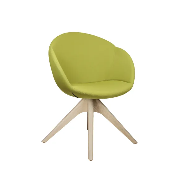 Fauteuil 4 pieds bois pivotant Evy - tissu - unicolore